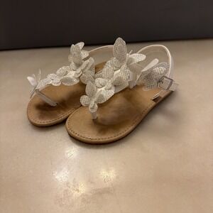Stepping Stones Toddler Girl Size 8 Butterfly Gladiator Sandals White Silver